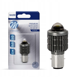 Żarówka LED S2 BA20d M-Tech 12V 2x3570SMD Premium OFF-ROAD Motocykl Skuter Mocne Białe Światło z Soczewką