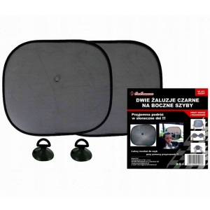 Osłony przeciwsłoneczne Żaluzje na szyby boczne 44 x 38 cm 2 sztuki - czarne na przyssawkę czarne okrągłe