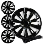 Kołpaki samochodowe 14'' Czarne Delta Black z połyskiem 4 sztuki + opaski zaciskowe do montażu do felg stalowych