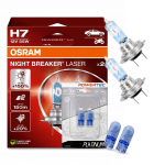 Żarówki halogenowe H7 OSRAM NIGHT BREAKER LASER 55W 12V +150% MOCNE + W5W