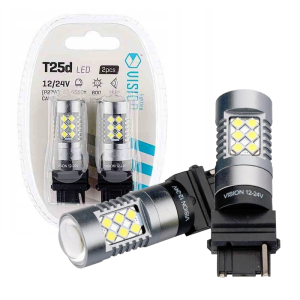 Żarówki LED P27W T25d CANBUS 12V 24V 6500K Biała - Retrofity 2 sztuki