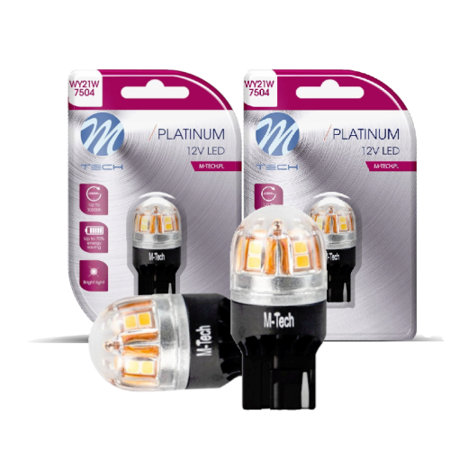 Żarówki LED WY21W T20 CANBUS M-Tech 12V 24V Pomarańczowe – Retrofity do Kierunkowskazu LB828Y-01B