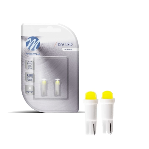 Żarówki LED T5 W1.2W M-Tech 12V COB Białe – Retrofity do Deski Rozdzielczej Licznika LB053W