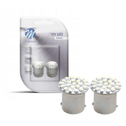 Żarówki LED P21W BA15S G18 M-Tech 12V 22xSMD3020 Retrofity – Biała LB051W