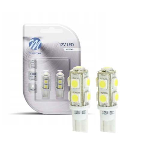 Żarówki LED W5W T10 M-Tech 12V 9xSMD5050 W2.1x9.5d – Retrofity Białe LB058W