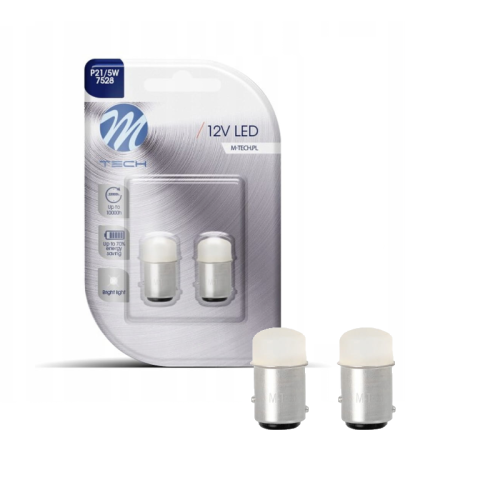 Żarówki LED P21/5W BAY15D M-Tech 12V Retrofity – Biała Dwuwłóknowa Symetryczna LB038W