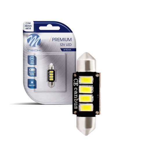 Żarówka LED C5W 36mm CANBUS M-Tech 12V 4xSMD5730 Biała - Retrofit Rurka do Wnętrza Samochodu LB334W-01B