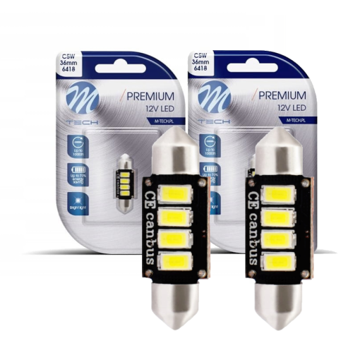 Żarówki LED C5W 36mm CANBUS M-Tech 12V 4xSMD5730 Biała - Retrofity Rurki do Wnętrza Samochodu LB334W-01B