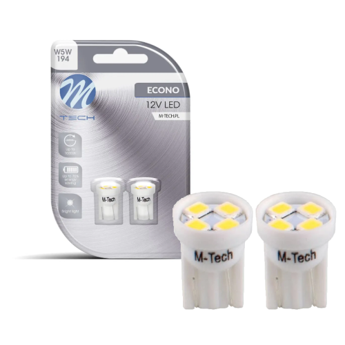 Żarówki LED W5W T10 M-Tech 12V 4xSMD W2.1x9.5d - Retrofity Dioda Biała LB017W