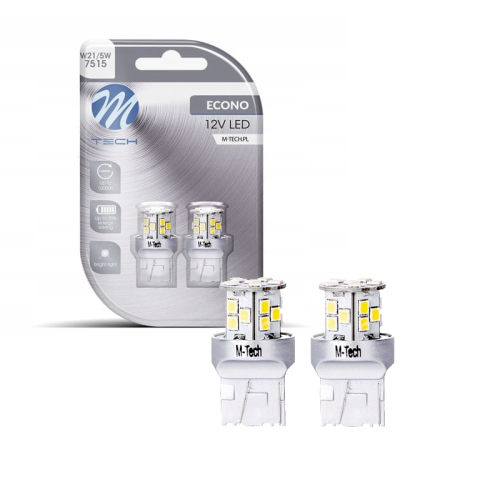 Żarówki LED W21/5W T20 M-Tech 12V 21xSMD2835 Retrofity Białe – Stop / Pozycja LB115W