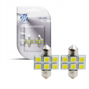 Żarówki LED C5W 31mm SV8.5 M-Tech 12V 6xSMD5050 Biała – Retrofity Rurki do Wnętrza Samochodu