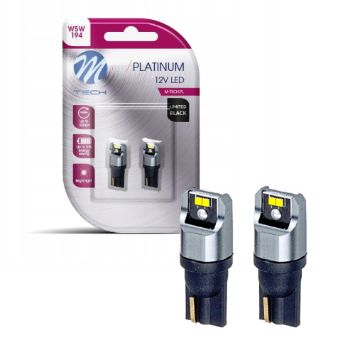 Żarówki LED W5W T10 CANBUS M-Tech 12V 24V 4xSMD1616 Retrofity – Zimna Biała Postojowa LB840W-02B
