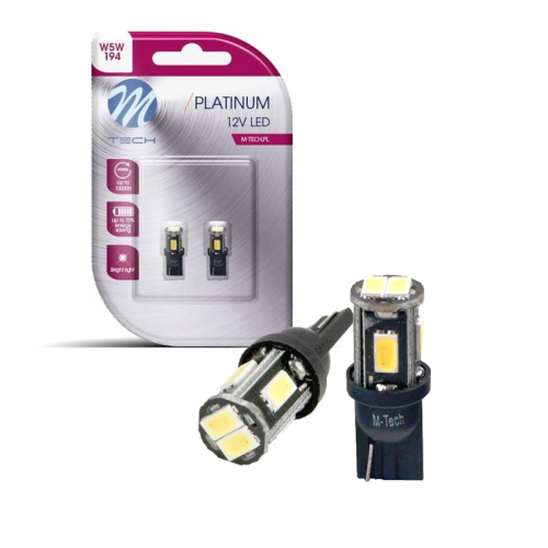 Żarówki LED W5W T10 M-Tech 12V 6x5630SMD W2.1x9.5d – Retrofity Zimna Biała LB809W