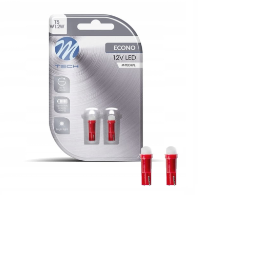 Żarówki LED T5 W1.2W M-Tech 12V COB Czerwone – Retrofity do Deski Rozdzielczej Licznika LB053R