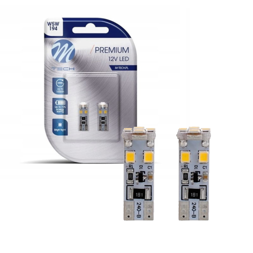 Żarówki LED W5W T10 CANBUS M-Tech 12V 8xSMD2835 Postojówki– Retrofity Zimna Biała LB312W