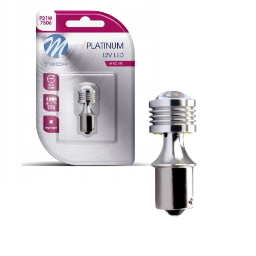 Żarówka LED P21W BA15S M-Tech 12V 24V 4xHP LED – Retrofit Dioda Biała Światło Cofania LB811W-01B