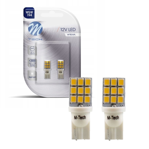 Żarówki LED W5W T10 M-Tech 12V Retrofity – Białe Boczne Diody LB021W
