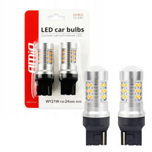Żarówki LED WY21W T20 CANBUS AMiO 12V 24V Pomarańczowe – Retrofity do Kierunkowskazu