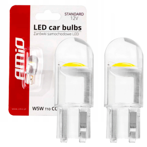 Żarówki LED W5W T10 AMiO 12V COB HPC Zalane silikonem - Retrofity Białe