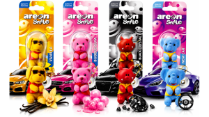 Zestaw Zapachów Zawieszek do Auta Areon Smile WANILIA GUMA BALONOWA CZARNA KLASYKA NEW CAR Odświeżacz Samochodowy Premium