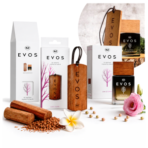 K2 EVOS Unicorn Perfumy do Samochodu Premium 50 ml + Drewniana Zawieszka Zapachowa Drzewo Sandałowe Plumeria