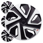 Kołpaki samochodowe 17" ST czarno-srebrne 4 sztuki do felg stalowych - sportowy design RENAULT PEUGEOT VW OPEL FORD FIAT CITROEN