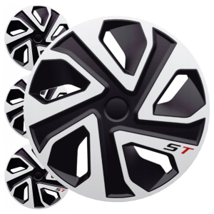 Kołpaki samochodowe 17" ST czarno-srebrne 4 sztuki do felg stalowych - sportowy design RENAULT PEUGEOT VW OPEL FORD FIAT CITROEN