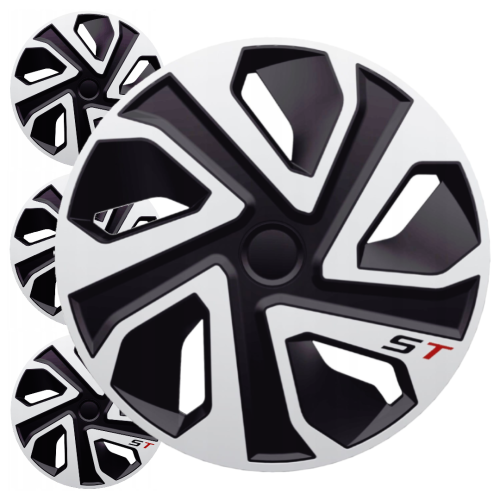 Kołpaki samochodowe 17" ST czarno-srebrne 4 sztuki do felg stalowych - sportowy design